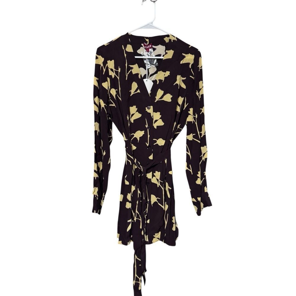 STAUD Black and‎ Yellow Floral Long Sleeve Dress - Picture 2 of 2